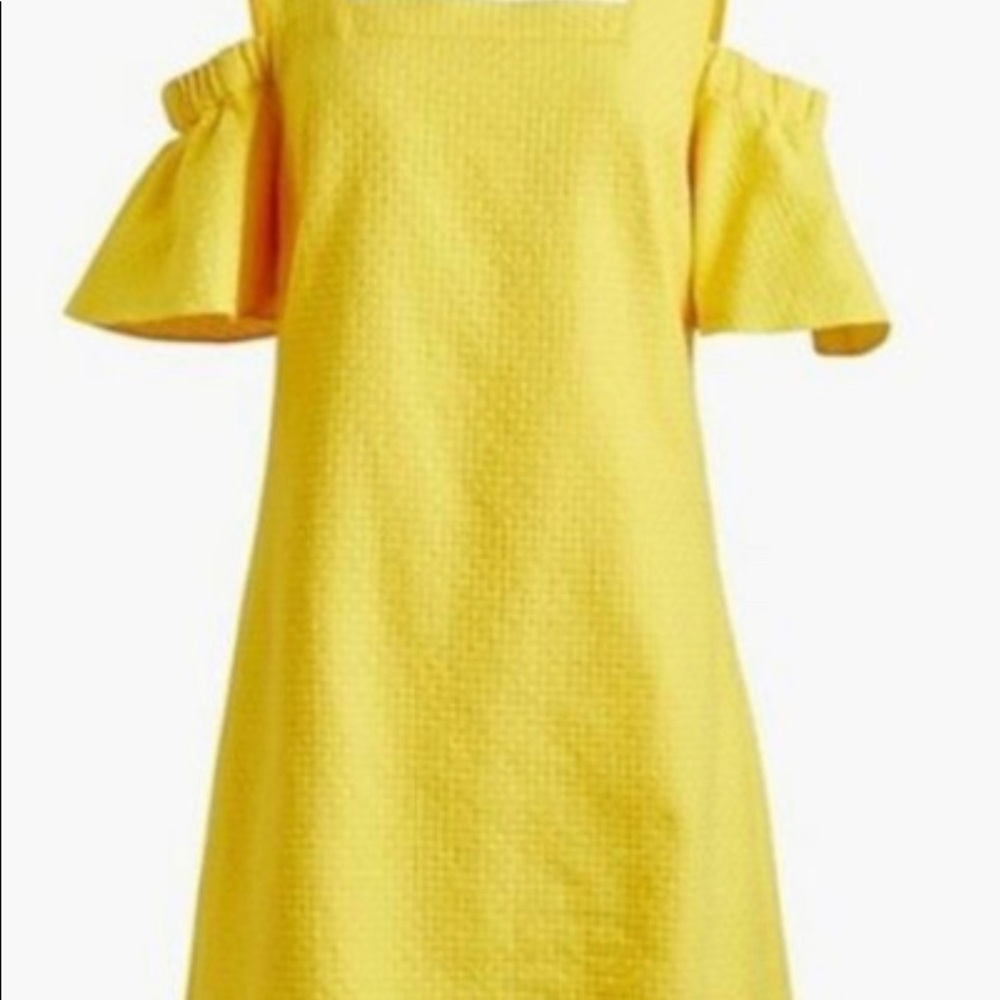Yellow cold shoulder J Crew dress